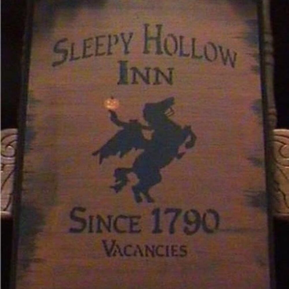 Primitive Halloween Sleepy Hollow Inn sign Headless Horseman New York Fall decor